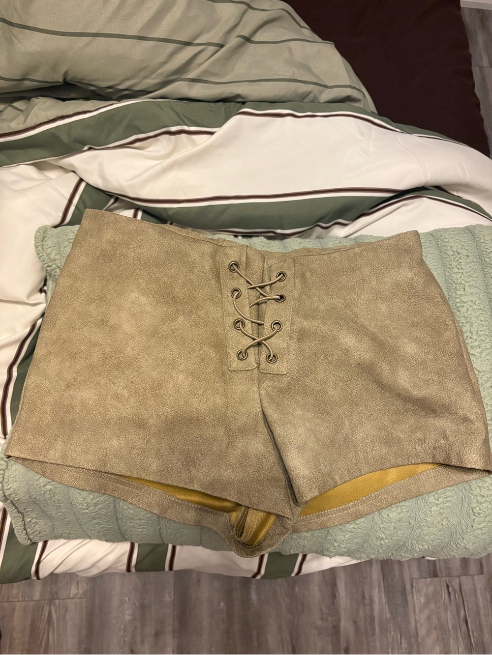 Lace-Up Faux Suede Women’s Mini Shorts
